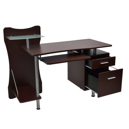 Techni Mobili Stylish Computer Desk with Storage, Chocolate by Level Up Desks