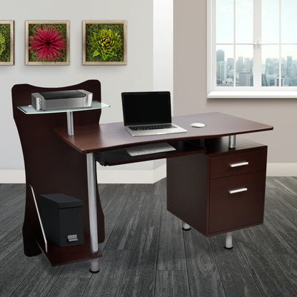 Techni Mobili Stylish Computer Desk with Storage, Chocolate by Level Up Desks
