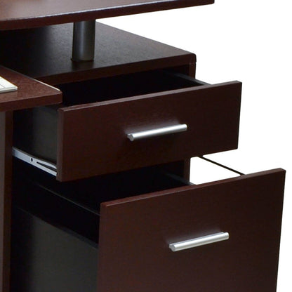 Techni Mobili Stylish Computer Desk with Storage, Chocolate by Level Up Desks