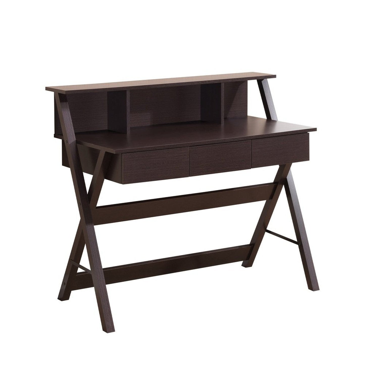 Techni Mobili Writing Desk with Storage, Wenge by Level Up Desks