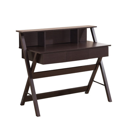 Techni Mobili Writing Desk with Storage, Wenge by Level Up Desks