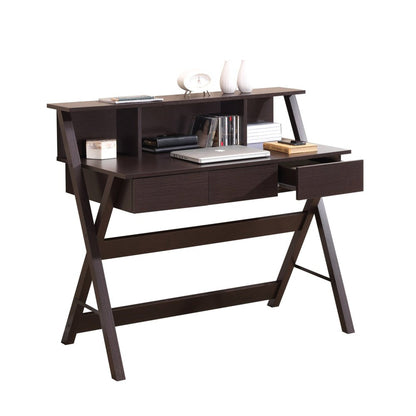 Techni Mobili Writing Desk with Storage, Wenge by Level Up Desks