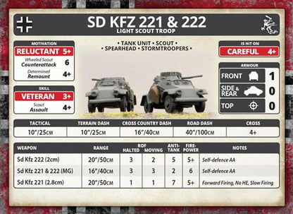 Flames of War: German SD KFZ 221 and 222 Light Scout Troop (Mid War)