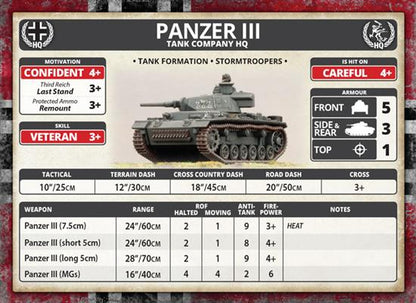Flames of War: German Panzer III Tank Platoon (Mid War)