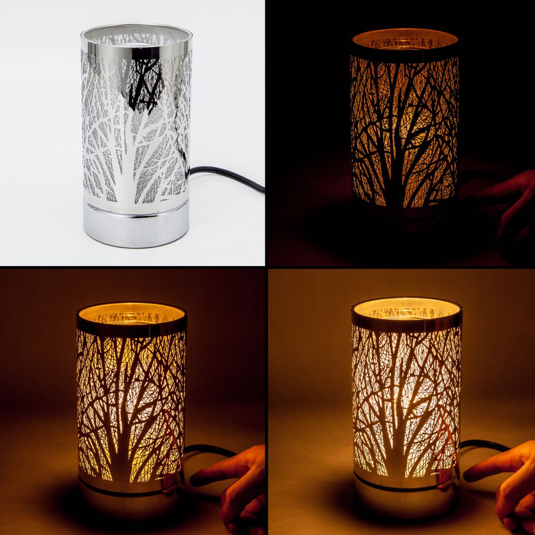 7" touch lamp-Fragrance Wax Melts Warmer -Electric Candle Essential Oil Burner-Metal Silver GardenTable Decor by Peterson Housewares & Artwares