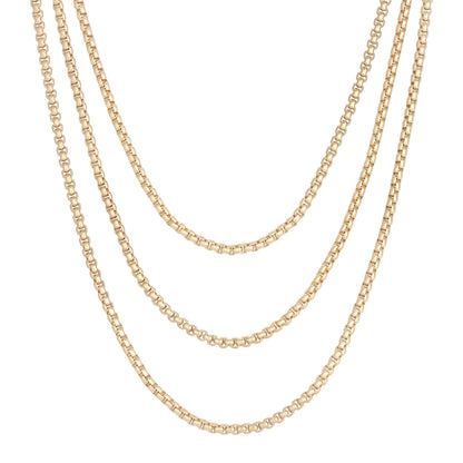 Triple Layer Thin Luciana Box Chain Necklace by eklexic jewelry
