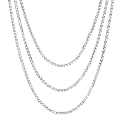 Triple Layer Thin Luciana Box Chain Necklace by eklexic jewelry