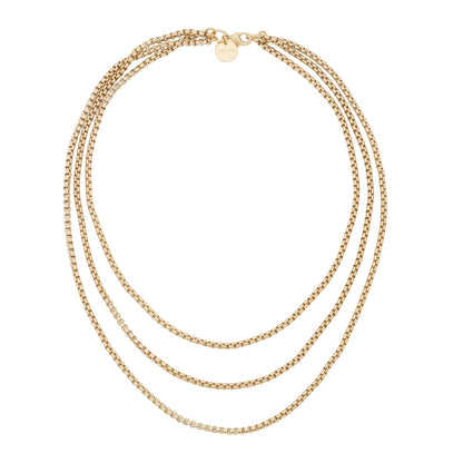 Triple Layer Thin Luciana Box Chain Necklace by eklexic jewelry