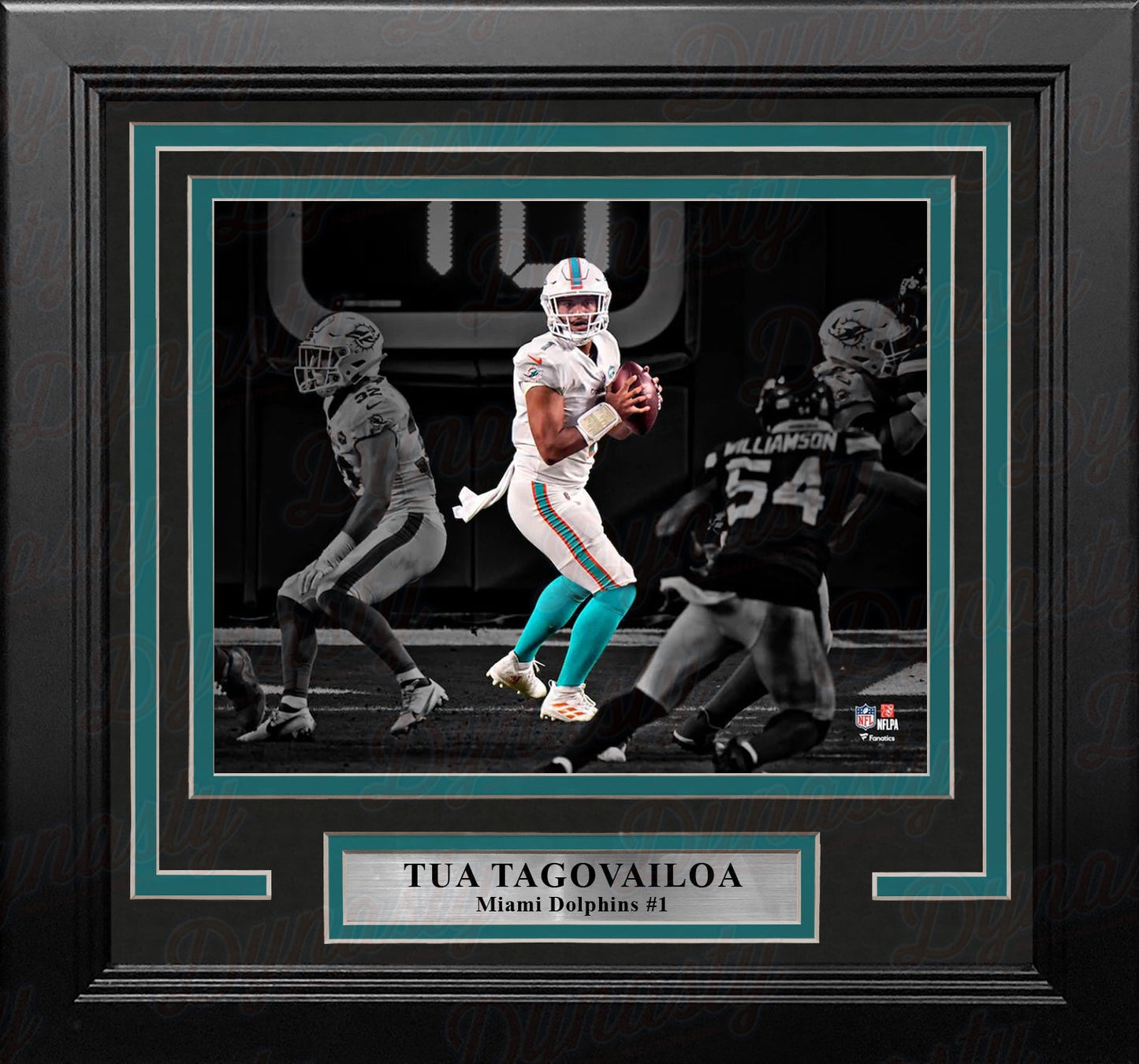 Tua Tagovailoa in Action Miami Dolphins 8" x 10" Framed Blackout Football Photo