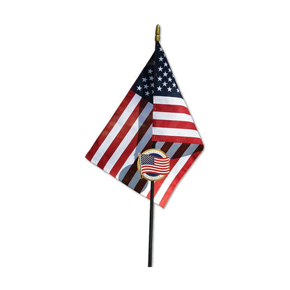 U.S. Flag Veteran Grave Marker With 30 Inch Tall American Cemetery Flag, Honoring Military Veterans and First Responders.