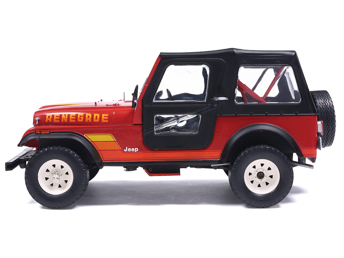 1983 Jeep Renegade Red with Stripes and Black Top 1/24 Diecast Model by IXO Models