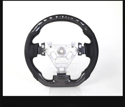 For Nissan 350Z Z33 2003-2008 LED Steering Wheel Carbon Fiber Perforated Leather Steering Wheel Flat Bottom Red Stitching