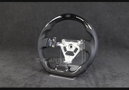 For Nissan 350Z Z33 2003-2008 LED Steering Wheel Carbon Fiber Perforated Leather Steering Wheel Flat Bottom Red Stitching