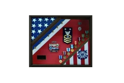 2 Flag Display Case, Coast Guard Gifts, USCG, Shadow Box, USCG Shadow Box, Coast Guard Cutter 5x9.5