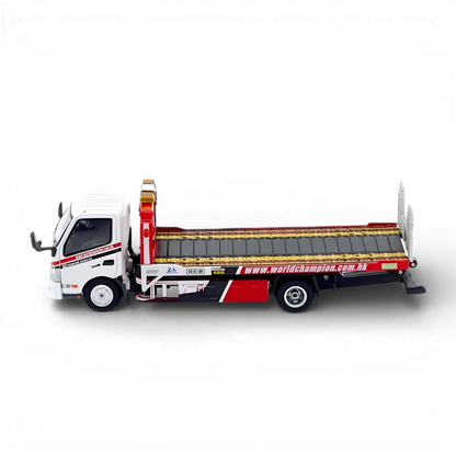Unique Model Hino 300 Dutro Flatbed Tow Truck World Champion 1:64