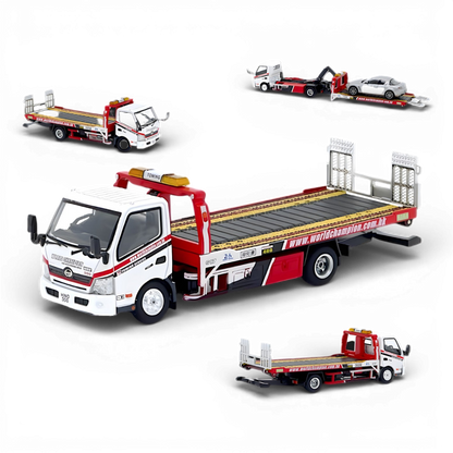 Unique Model Hino 300 Dutro Flatbed Tow Truck World Champion 1:64