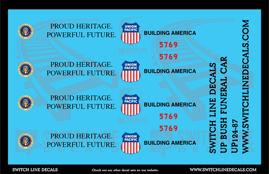 HO Scale Union Pacific Bush Funeral Car Decal Set