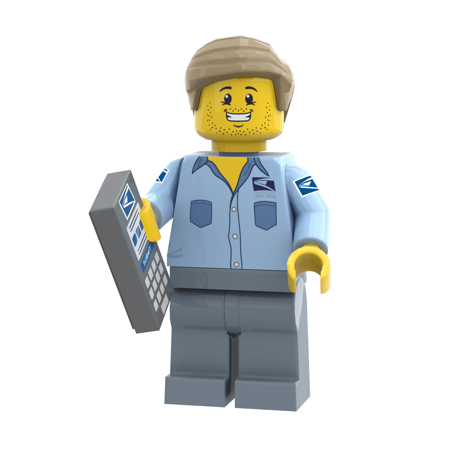 United Studs Postal Worker (Male) -  Custom Printed Minifig - Made Using LEGO® Parts