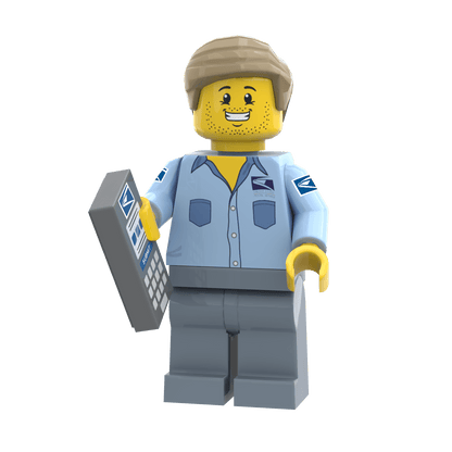United Studs Postal Worker (Male) -  Custom Printed Minifig - Made Using LEGO® Parts