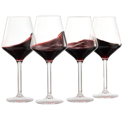 European Style Unbreakable Stemmed Crystal Wine Glasses, | Set of 4 | 100% US Tritan Drinkware, 18 oz Acrylic Dishwasher Safe Clear Color Shatterproof BPA-free plastic, Reusable, All Purpose Glassware by The Wine Savant
