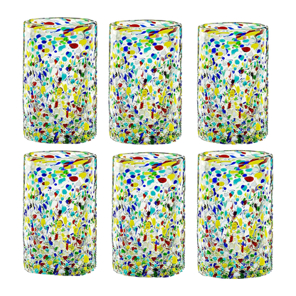 Hand Blown Mexican Drinking Glasses – Set of 6 Confetti Rock Design Glasses by The Wine Savant (Confetti) by The Wine Savant