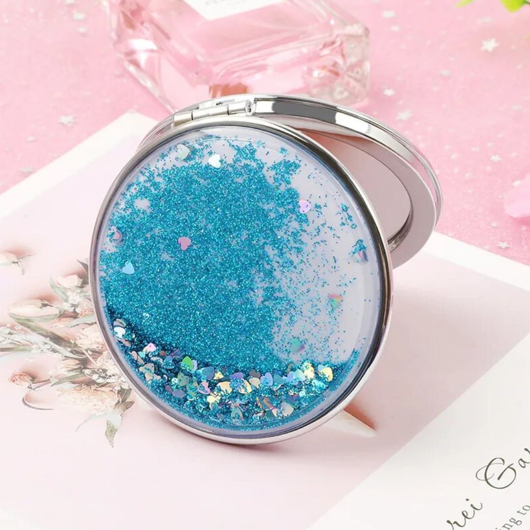 Glitter Quicksand Double-Sided Portable Mirror by KE Cosmetics