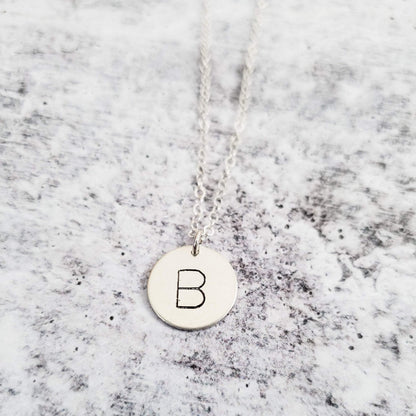 Uppercase Initial Circle Disc Necklace by Salt and Sparkle