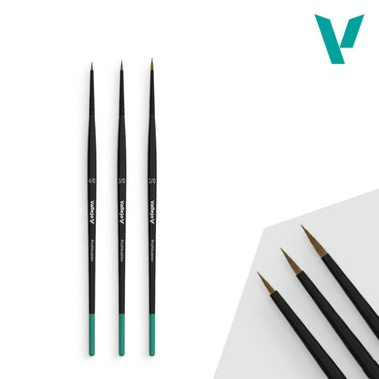 Vallejo Hobby Brushes: Pro Modeler - Natural Hair - Design Set - Sizes 4/0, 3/0 & 2/0