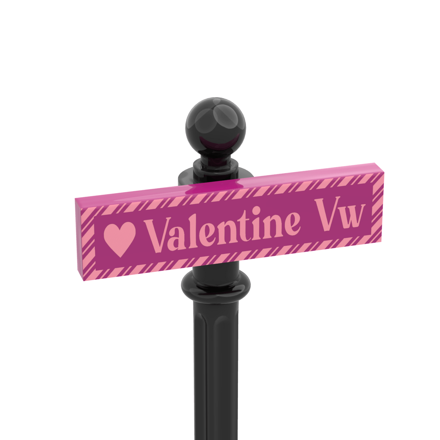 Valentine Vw. Street Sign - Custom Printed 1x4 Tile - Made with LEGO® Parts