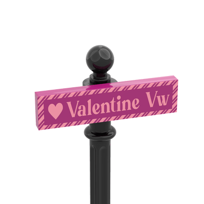 Valentine Vw. Street Sign - Custom Printed 1x4 Tile - Made with LEGO® Parts