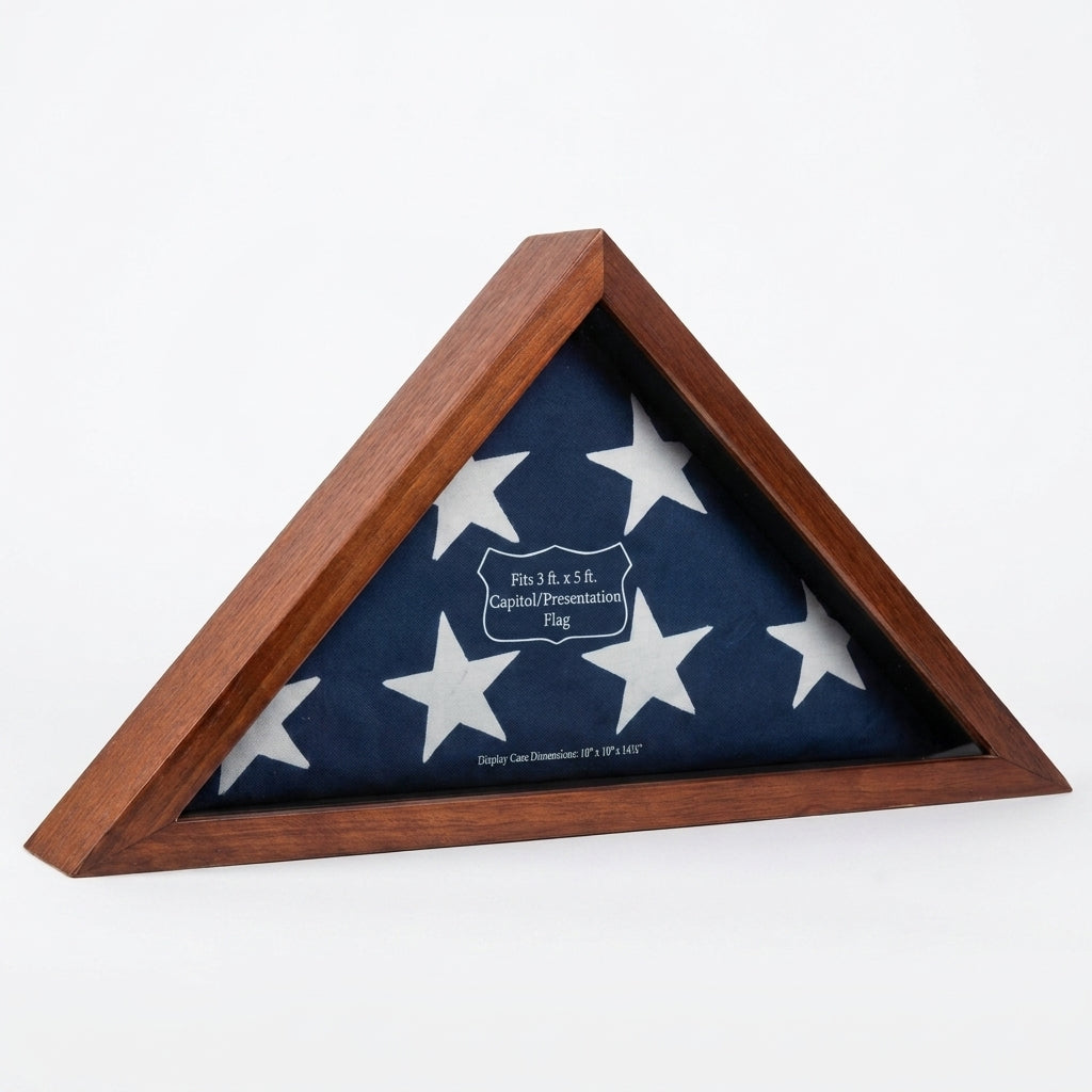 Capitol Flag Case for 3' by 5' Burial/Presentation Flag, Dark Walnut