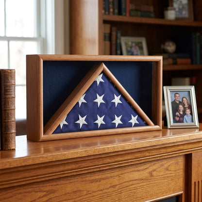 Military Flag and Medal Display Case Shadow Box back panel for easy flag insertion