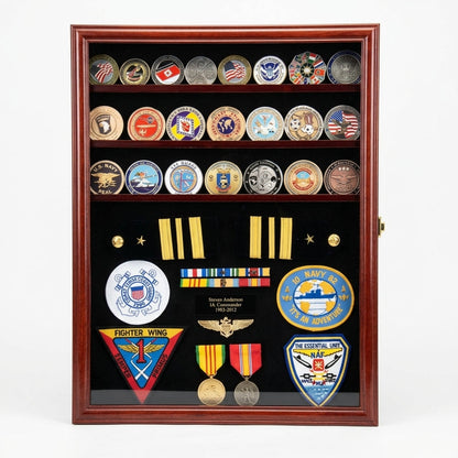 Challenge Coin / Medals / Pins / Badges / Ribbons / Insignia / Buttons Display Case