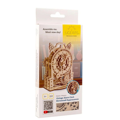 Vintage Alarm Clock 3D Wood Model Kit UGEARS