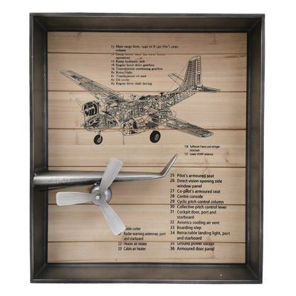 Metallic Vintage Airplane Wall Art with Clock, Set of 3 by Peterson Housewares & Artwares