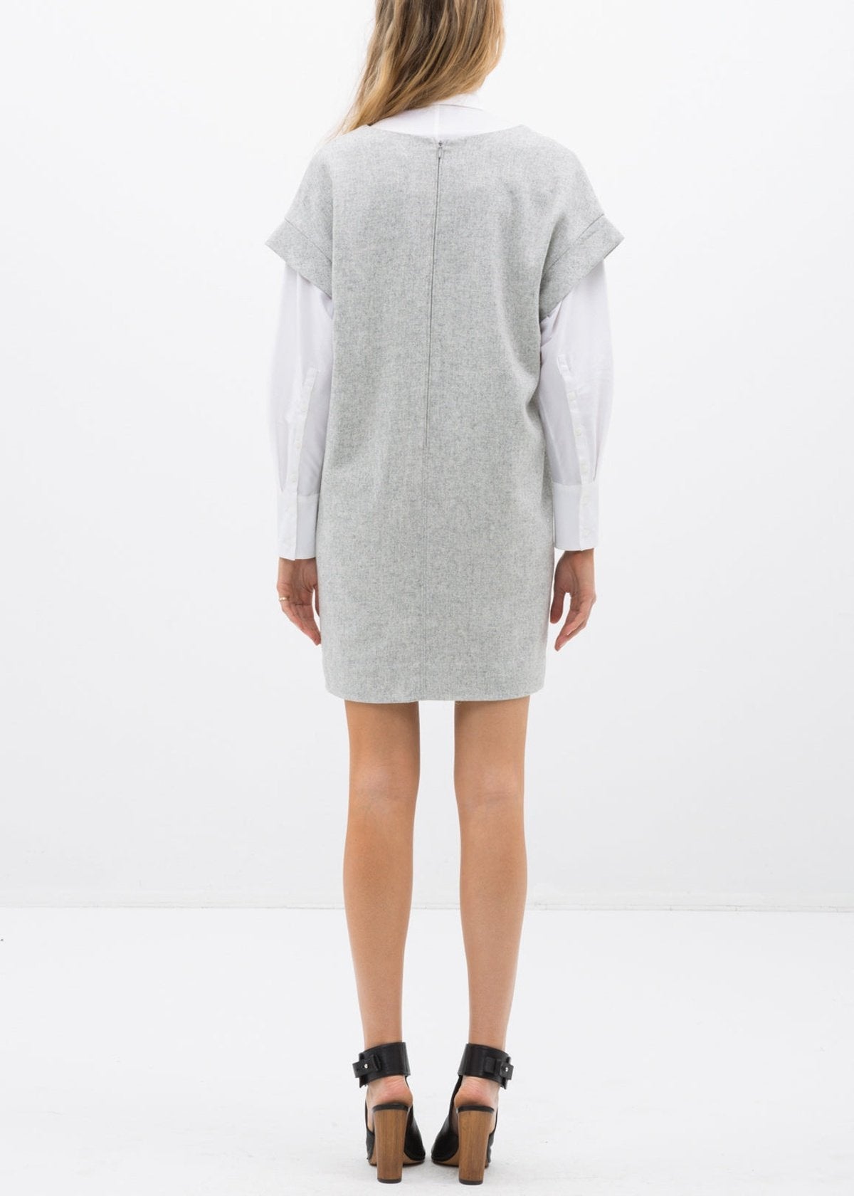 Women's Casual Heather Grey V-Neck Dress by Shop at Konus