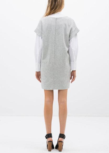 Women's Casual Heather Grey V-Neck Dress by Shop at Konus