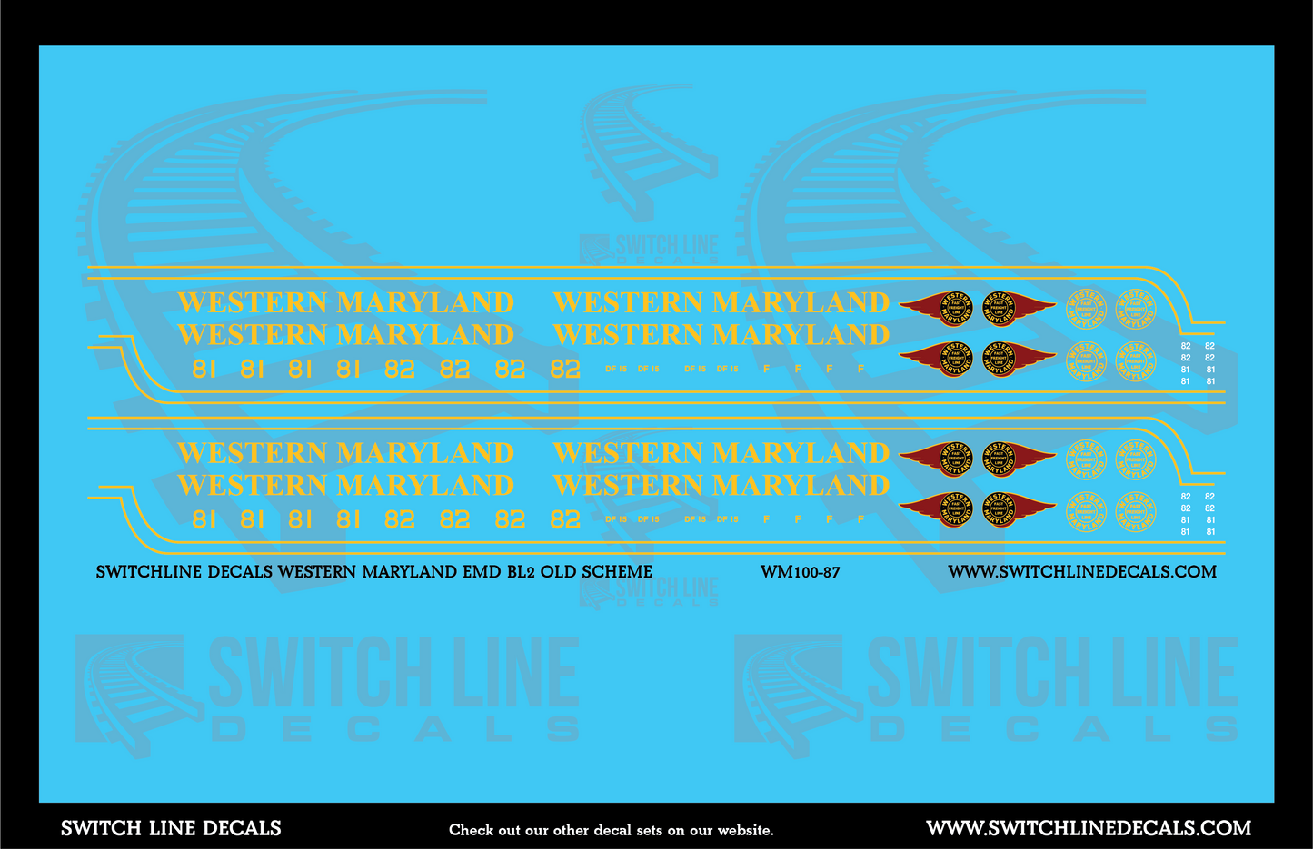 HO Scale Western Maryland EMD BL2 Old Scheme Decal Set