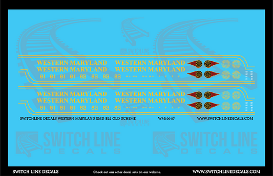 HO Scale Western Maryland EMD BL2 Old Scheme Decal Set