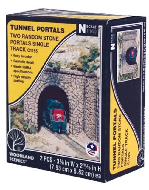 Woodland Scenics C1155 N Scale Random Stone Single Track Tunnel Portal