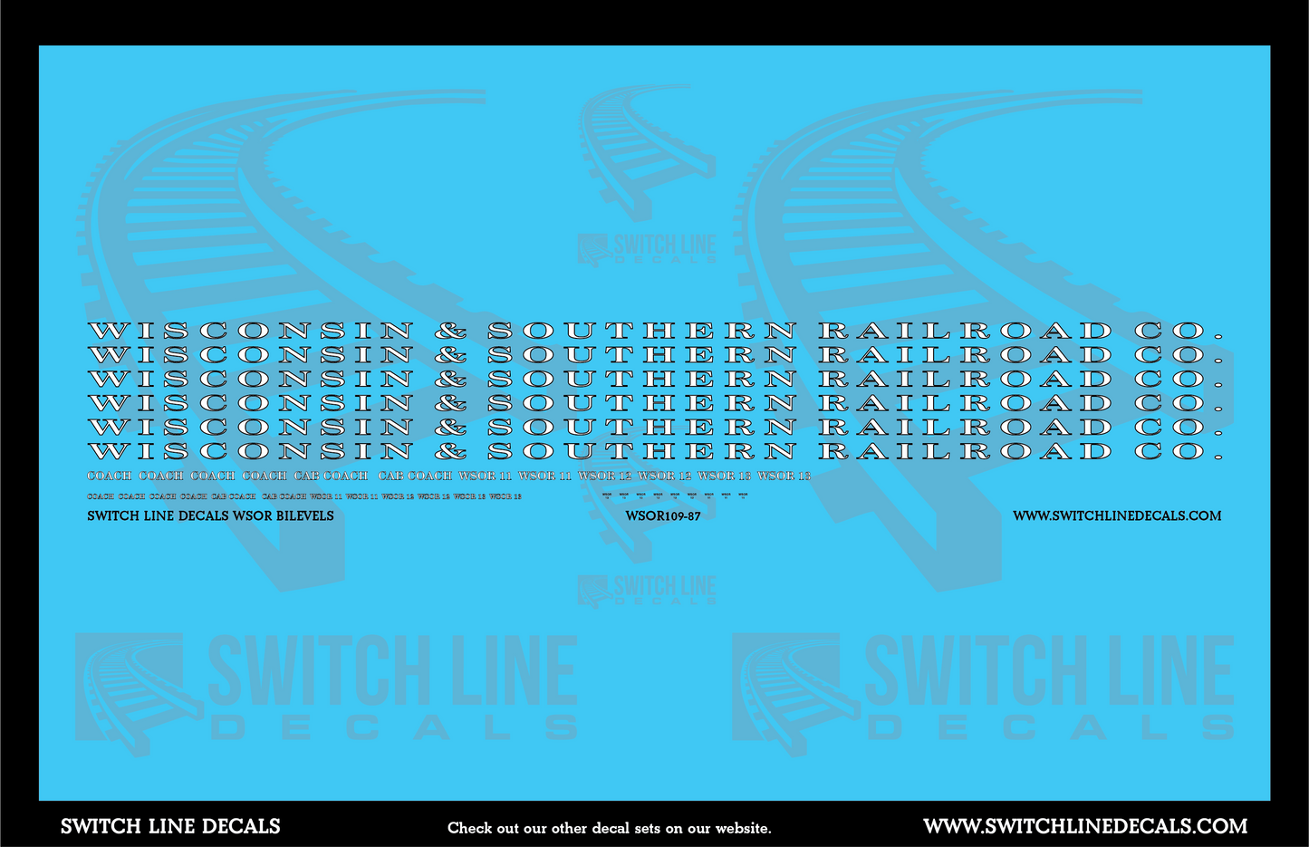 HO Scale Wisconsin & Southern Bilevels Decal Set