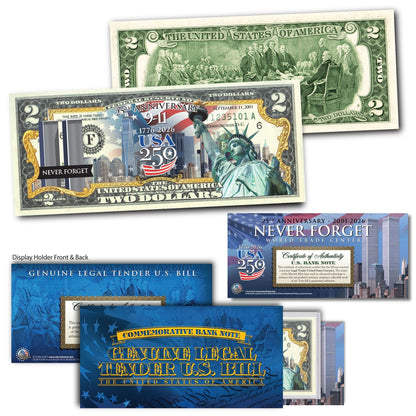 9/11 25th + America's 250th Anniversary Commemorative $2 Bill