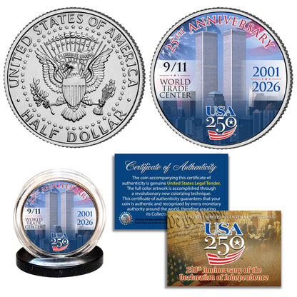 9/11 25th + America's 250th Anniversary Commemorative JFK Half Dollar