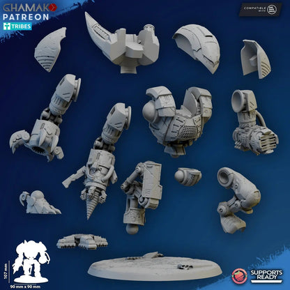 War Droid Repaired by Ghamak Fantasy 28/32mm Scale Miniature, 107mm Tall