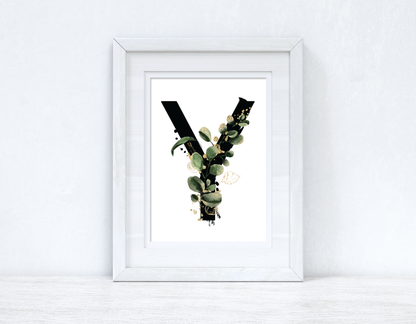 Watercolour Jungle Black Green Golds Alphabet Letter Bedroom Home Wall Decor Print by WinsterCreations™ Official Store