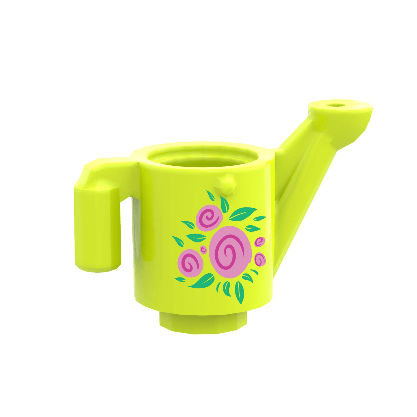 Watering Can with Pink Flowers - Minifig Scale - Custom Printed - Made Using LEGO® Parts
