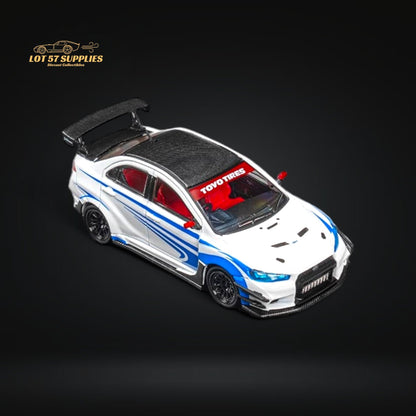 CM Model Mitsubishi Lancer Evolution X Varis White Blue Stripes 1:64