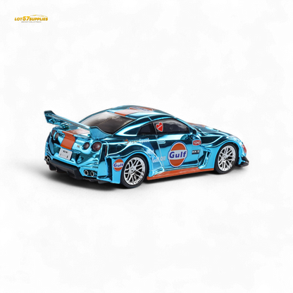 DEMON KING Auto LBWK Nissan GT-R R35 Chrome Gulf 1:64