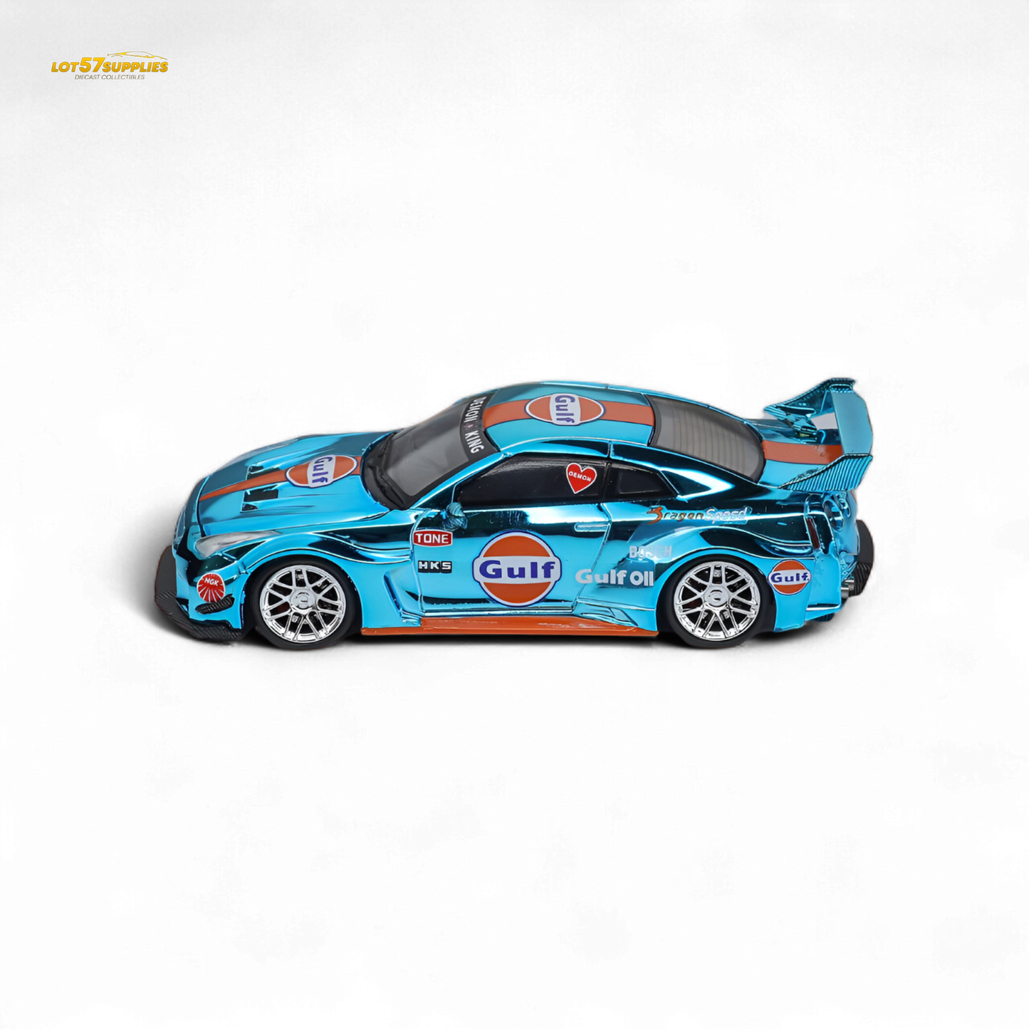 Demon King Auto LBWK Nissan GTR35 - Chrome Gulf 1:64