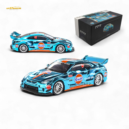 DEMON KING Auto LBWK Nissan GT-R R35 Chrome Gulf 1:64